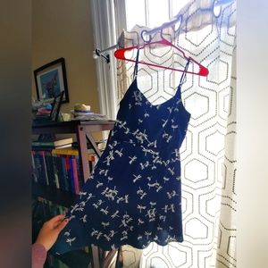 Modcloth Everly Navy Dress with Dragon Flies